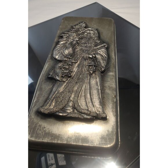 Vtg Metzke Pewter Tin Christmas Santa St Nicholas Carrying Presents Lantern - Picture 3 of 6